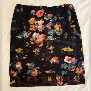 Dries Van Noten Black Floral Pencil Skirt